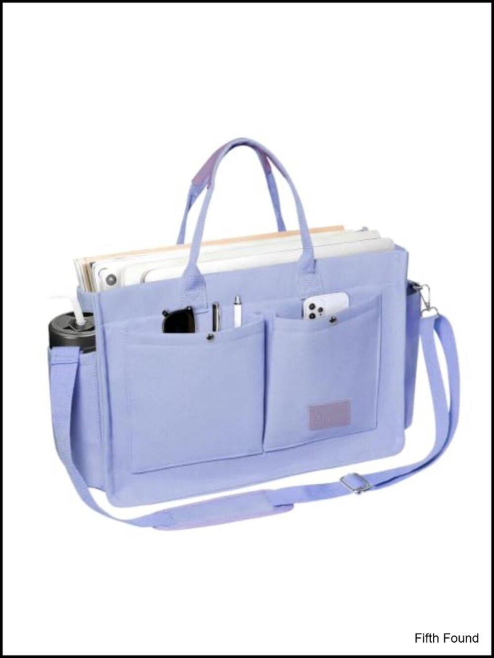 Canvas Multi-Pocket Tote Bag Convertible Laptop Work Crossbody Shoulder Bag